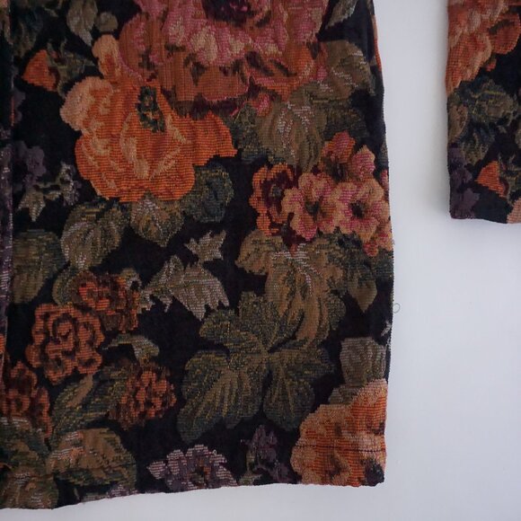 Vintage Susan Graver Black Tapestry Floral Button Jacket Eclectic Grandpa Coat L - Picture 5 of 9